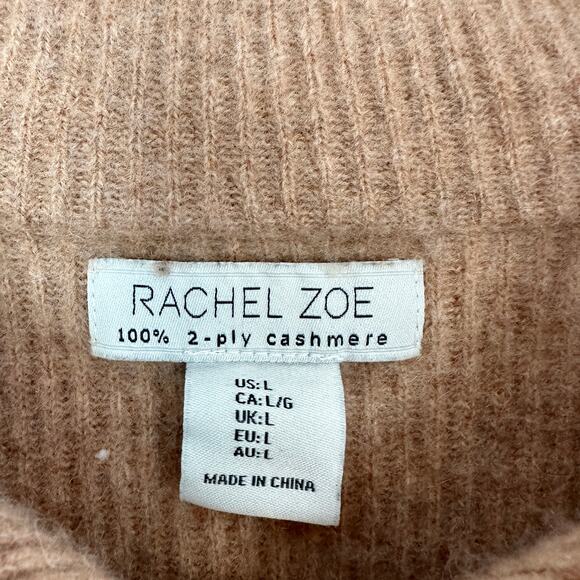 Rachel Zoe 100% 2-Ply Cashmere Quarter Zip Ribbed Sweater Size Large - Picture 5 of 8